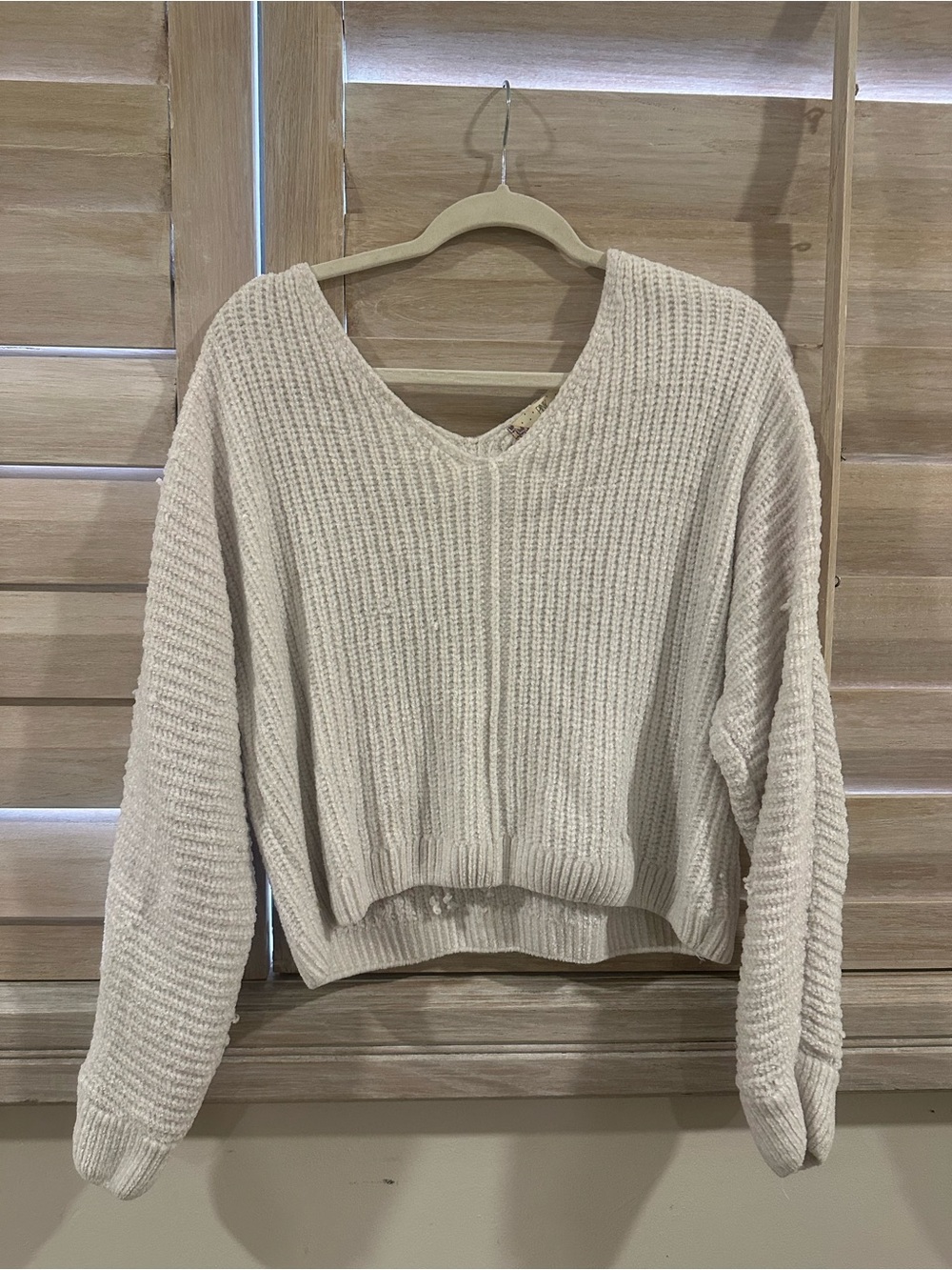 Cozy V-Neck Women’s Sweater in Cream
